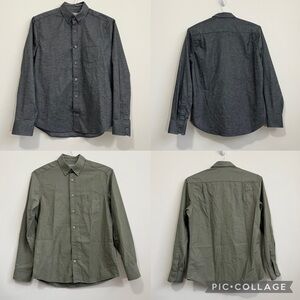 Lot of 2 Ash & Erie Shirt Men’s Size S Long Sleeve Button Down Gray Green Office